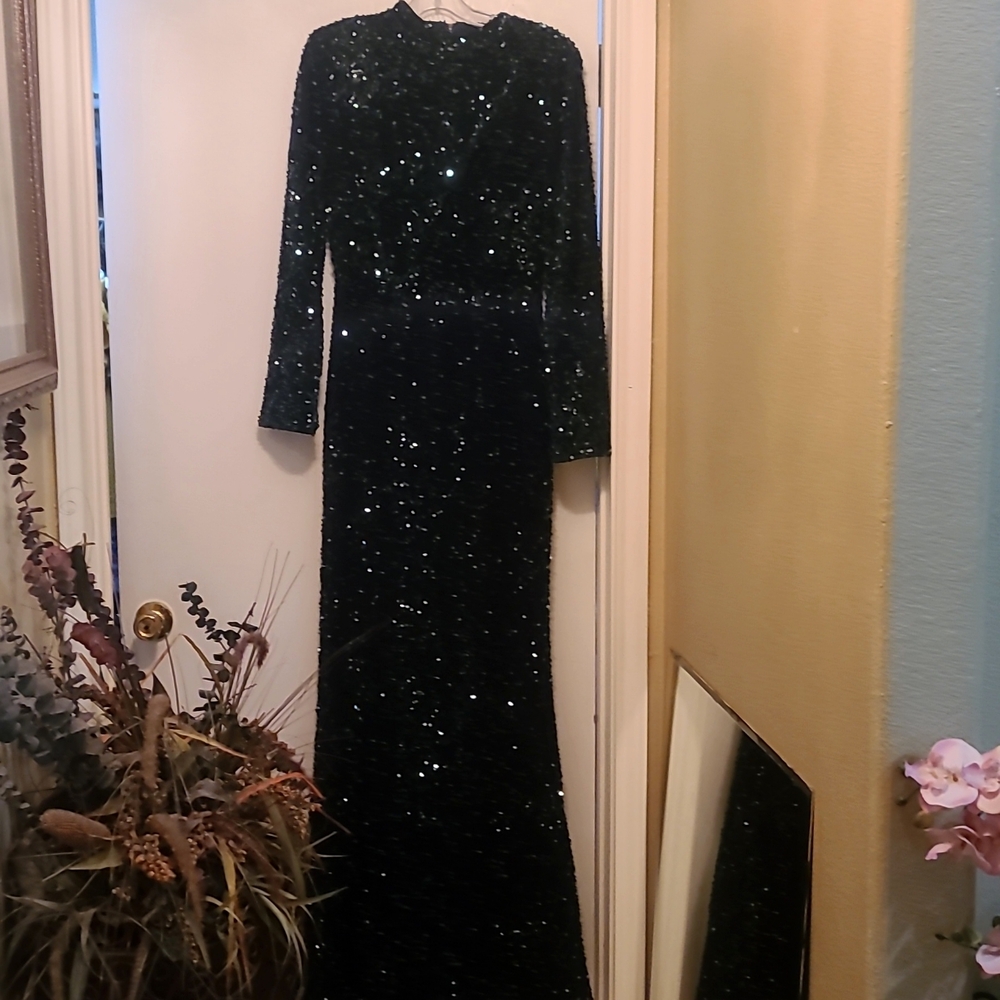 Stunning Mock Neck Sequin Mermaid dress
